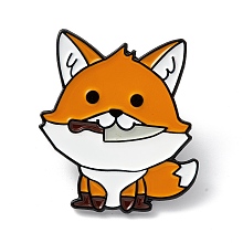 Honeyhandy Fox with Knife Enamel Pin, Cartoon Alloy Brooch for Backpack Clothes, Electrophoresis Black, Sandy Brown, 30x26x2mm, Pin: 1mm