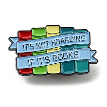 Honeyhandy Black Alloy Brooch, Enamel Pins, Word It's Not Hoarding If It's Books, Light Sky Blue, 17.5x30x1.5mm