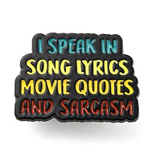 Honeyhandy I Speak in Song Lyrics Inspirational Quote Enamel Pins, Black Zinc Alloy Brooches for Backpack Clothes, Yellow, 22x30.5x1mm