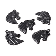 Honeyhandy Alloy Pendents, Horse Head, Electrophoresis Black, 40x28x3.5mm, Hole: 2mm