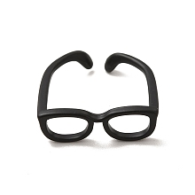 Honeyhandy Brass Glasses Frame Open Cuff Ring for Women, Electrophoresis Black, Inner Diameter: 17mm