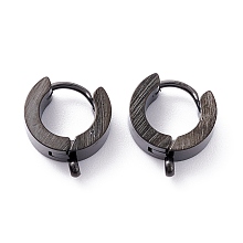 Honeyhandy 304 Stainless Steel Huggie Hoop Earrings Findings, with Vertical Loop, Ring, Electrophoresis Black, 12x11x4mm, Hole: 1.8mm, Pin: 1mm