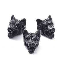 Honeyhandy 304 Stainless Steel Beads, Wolf Head, Electrophoresis Black, 11.5x11.5x14mm, Hole: 1.6mm