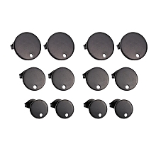 Arricraft 24Pcs 3 Size 304 Stainless Steel Stud Earring Findings, with Loop and Flat Plate, Ear Nuts/Earring Backs, Flat Round, Electrophoresis Black, 8~12x1mm, Hole: 1.5~1.8mm, Pin: 0.8mm, 24pcs/box