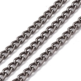 Honeyhandy Oval Oxidation Aluminum Curb Chains, Unwelded, with Spool, Electrophoresis Black, Link: 8x5x1.5mm, about 30m/roll