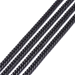 Honeyhandy 304 Stainless Steel Diamond Cut Curb Chains, Cuban Link Chain, Unwelded, Faceted, with Spool, Electrophoresis Black, 5x3.5x0.7mm, about 32.8 Feet(10m)/roll