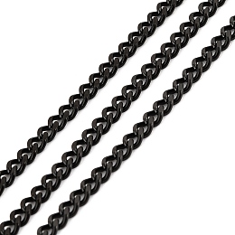 Honeyhandy Vacuum Plating 304 Stainless Steel Cuban Link Chains, Unwelded, with Spool, Electrophoresis Black, 7x5x1.5mm, about 32.81 Feet(10m)/Roll