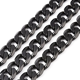 Honeyhandy 304 Stainless Steel Cuban Link Chains, Twisted Chains, Unwelded, Electrophoresis Black, 10mm, Links: 13.5x10x3mm