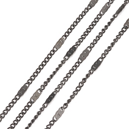 Honeyhandy 304 Stainless Steel Figaro Chains, with Spool, Soldered, Electrophoresis Black, Link: 2~5.2x1.4x0.9mm, about 32.8 Feet(10m)/roll