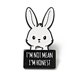 Honeyhandy Word I'm Not Mean I'm Honest Enamel Pin, Electrophoresis Black Alloy Rabbit Brooch for Backpack Clothes, Black, 30x15x1.5mm