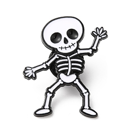 Honeyhandy Halloween Alloy Enamel Brooch for Backpack Clothing, Skull, 31.5x25.5x2mm