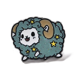 Honeyhandy Sheep Enamel Pin, Animal Alloy Badge for Backpack Clothing, Electrophoresis Black, Cadet Blue, 20x25x2mm, Pin: 1mm