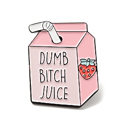 Honeyhandy Word Dumb Bitch Juice Enamel Pin, Electrophoresis Black Alloy Drink Brooch for Backpack Clothes, Pink, 29.5x23x2mm