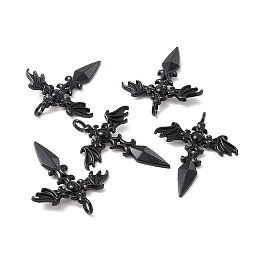 Honeyhandy Alloy Pendents, Sword with Wing, Electrophoresis Black, 44x34.5x3mm, Hole: 4mm