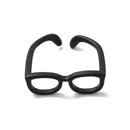 Honeyhandy Brass Glasses Frame Open Cuff Ring for Women, Electrophoresis Black, Inner Diameter: 17mm