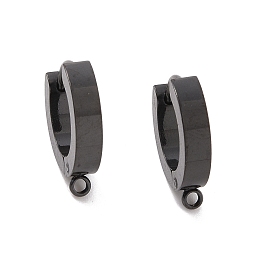 Honeyhandy 304 Stainless Steel Huggie Hoop Earrings Findings, with Vertical Loop, Ring, Electrophoresis Black, 15.5x14x3mm, Hole: 1.6mm, Pin: 1mm