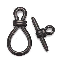 Honeyhandy 304 Stainless Steel Toggle Clasps, Bulb, Electrophoresis Black, Bar: 13.5x26x4.5mm, Hole: 3mm, Bulb: 34x17x4mm, hole: 4.5x6mm, 17x12mm.