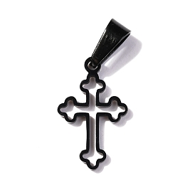 Honeyhandy 304 Stainless Steel Pendants, Hollow, Cross, Electrophoresis Black, 19.5x12x1.2mm, Hole: 3.5x7mm