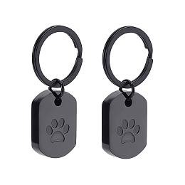 CHGCRAFT Ash Urn Keychain for Pet Ashes Cremation Jewelry Urn Keychain for Ashes Stainless Steel Memorial Keepsake Pendant with Paw Print for Cat Dog Pets, 2.2 Inch Length, Rectangle