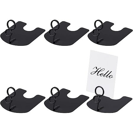 SUPERFINDINGS 6pcs Black Place Card Holder Wedding Table Name Card Holder Table Picture Stands for Photos Price Tags Food Signs Place Cards Wedding Restaurants Party, 9.3x6.9x5.1cm
