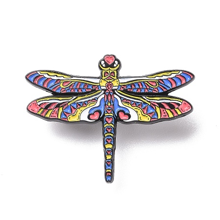 Honeyhandy Dragonfly Enamel Pin, Animal Alloy Badge for Backpack Clothes, Electrophoresis Black, Colorful, 30.5x40x1.5mm, Pin: 1.3mm