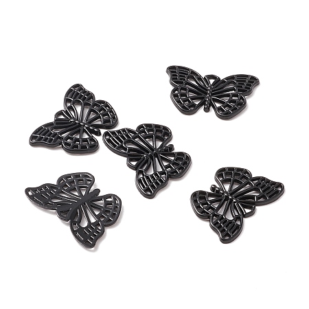 Honeyhandy Alloy Pendents, Butterfly, Electrophoresis Black, 17x25.5x2mm, Hole: 1.5mm