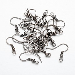 Honeyhandy Iron Earring Hooks, with Horizontal Loop, Nickel Free, Gunmetal, 17~19x14mm, Hole: 2mm, Pin: 0.6mm