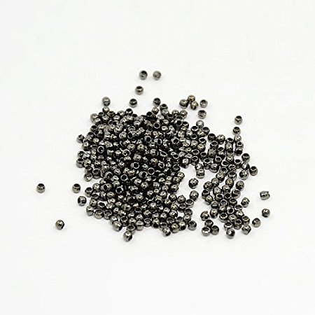 NBEADS 10000 Pcs Brass Crimp Beads, Nickel Free, Barrel, Gunmetal, about 2mm in diameter, 1.2mm long, hole: 1.2mm