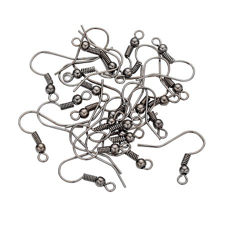 NBEADS 5000Pcs Iron Earring Hooks, Cadmium Free & Nickel Free & Lead Free, Gunmetal, Size: about 14mm wide, 18mm long, 0.8mm thick, hole: 2mm
