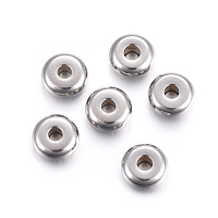 Honeyhandy 304 Stainless Steel Spacer Beads, Flat Round, Stainless Steel Color, 6x2.5mm, Hole: 1.8mm