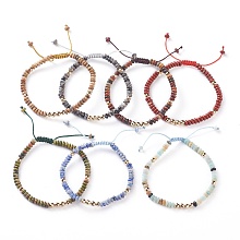 Honeyhandy Natural Mixed Gemstone Braided Bead Bracelets, with Nylon Cord and Non-magnetic Synthetic Hematite Beads, 2-1/8 inch~2-3/4 inch(5.5~7cm)