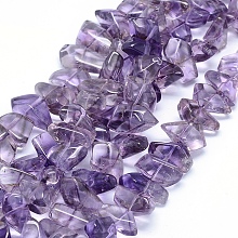 Honeyhandy Natural Amethyst Beads Strands, Nuggets, 16~26x7~14mm, Hole: 1.2mm, 15.7 inch(40cm)