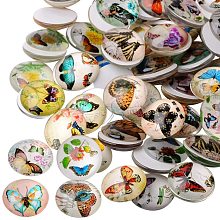 Arricraft 200 Pcs 14mm Printed Glass Cabochons, Flatback Dome Cabochons, Mosaic Tile for Photo Pendant Making Jewelry, Butterfly