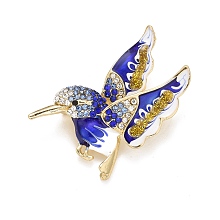 Honeyhandy Bird Enamel Pin with Rhinestone, Animal Alloy Badge for Backpack Clothes, Golden, Blue, 40x43x11mm