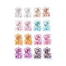 Transparent Acrylic Pendants, AB Color Plated, Bear, Mixed Color, 20x13.5x10.5mm, Hole: 1.4mm, about 400pcs/500g