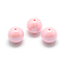 Honeyhandy Pearlized Style Acrylic Beads, Round, Pink, 12mm, Hole: 2mm, about 530pcs/500g