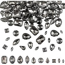 CHGCRAFT 100pcs Sew On Glass Rhinestones Crystals Rhinestones Mixed Shapes Metal Prong Setting Flatback Rhinestones Sewing Claw for Craft, Jewelry Making Light Black