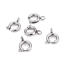 Honeyhandy 304 Stainless Steel Spring Ring Clasps, Stainless Steel Color, 8x1.8mm, Hole: 2.5mm