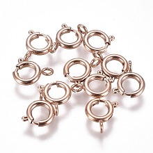 ARRICRAFT Vacuum Plating 304 Stainless Steel Spring Ring Clasps, Rose Gold, 8x1.8mm, Hole: 1.8mm