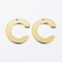 Honeyhandy 304 Stainless Steel Charms, Letter, Initial Charms, Letter.C, 11x6~12x0.8mm, Hole: 1mm