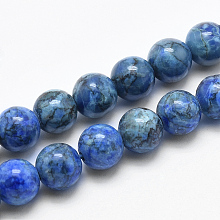 Honeyhandy Natural Marble Beads Strands, Round, Dyed & Heated, Royal Blue, 8mm, Hole: 1mm, about 46pcs/strand, 15 inch(38cm)