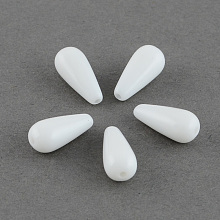 Honeyhandy Opaque Acrylic Beads, teardrop, White, 20x7mm, Hole: 2mm