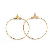 Honeyhandy 304 Stainless Steel Pendants, Hoop Earring Findings, Ring, Golden, 34x31x1.5mm, Hole: 1mm, Inner Size: 29x30mm, Pin: 0.7mm