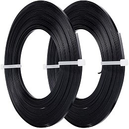 BENECREAT 32 Feet 2 Rolls 3mm Wide Flat Jewelry Craft Wire 18 Gauge Aluminum Wire for Bezel, Sculpting, Armature, Jewelry Making - Black