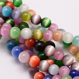 Arricraft Cat Eye Beads Strands, Round, Mixed Color, 10mm, Hole: 1.5mm, about 40pcs/strand, 15.5 inches