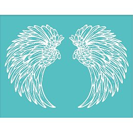 OLYCRAFT 2PCS Self-Adhesive Silk Wings Screen Printing Stencil Reusable Double Wings Stencils for Painting on Wood Fabric T-Shirt Bags Wall and Home Decorations - 11x8 Inch