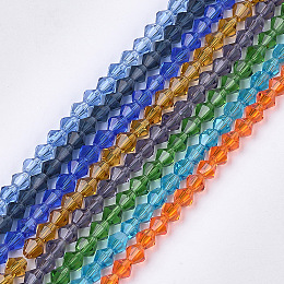 ARRICRAFT Transparent Glass Beads Strands, Faceted, Bicone, Mixed Color, 6x5.5~6mm, Hole: 1mm, about 50pcs/strand, 11.02 inches