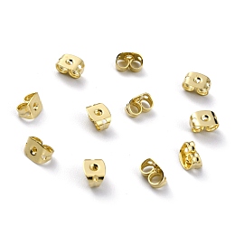 Honeyhandy Brass Ear Nuts, Ear Locking Earring Backs for Post Stud Earrings, with 3 Holes, Real 24K Gold Plated, 6x4.5x3.5mm, Hole: 1mm