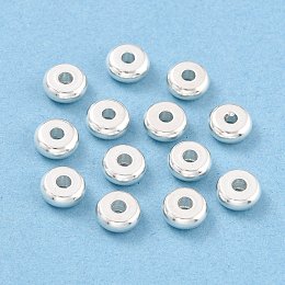 Honeyhandy 304 Stainless Steel Spacer Beads, Flat Round, Silver, 6x2.5mm, Hole: 1.8mm