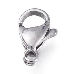 Honeyhandy 316 Surgical Stainless Steel Lobster Claw Clasps, Manual Polishing, Stainless Steel Color, 11x7x3.3mm, Hole: 1.4mm